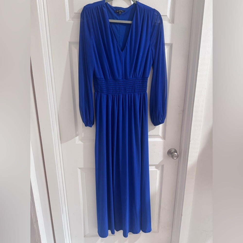 MARINA Blue Maxi Dress size L - Picture 7 of 10